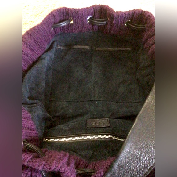 UGG Australia Purple Knit Purse with Black Suede Lining and Black Leather Straps - Picture 5 of 7